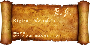 Rigler Jónás névjegykártya